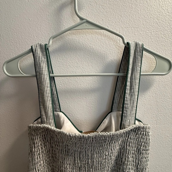 Caroline Constas Green-Trim Striped Cotton Romper - Picture 12 of 14